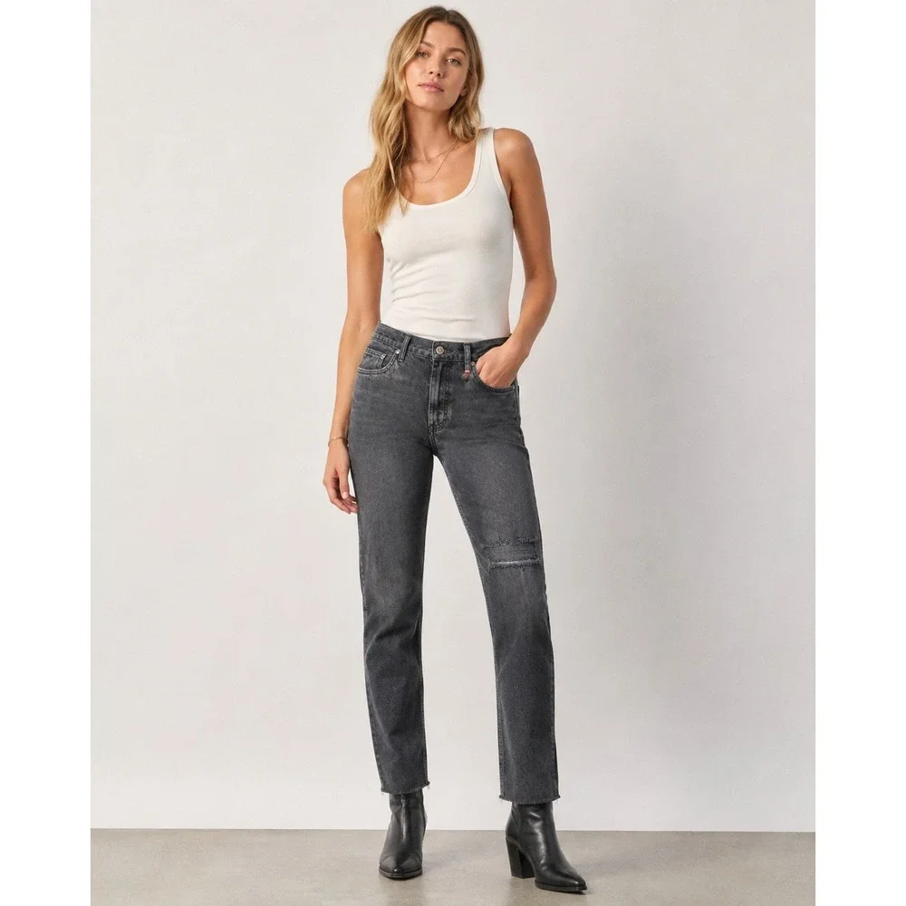 Free People We The Free Vixen Cigarette Rock N Roll Jeans Black Distressed 30